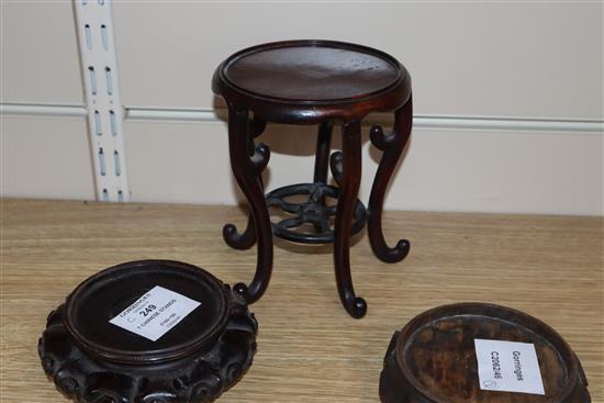 A group of seven Chinese carved wood stands, 19th / 20th century